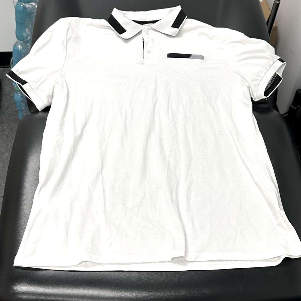 Manfinity XL Mens white polo top shirt sleeve casual EUC!